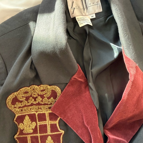 Vintage Sue Wong Black and Burgundy Embroidered Blazer and skirt fit medium - Picture 6 of 6